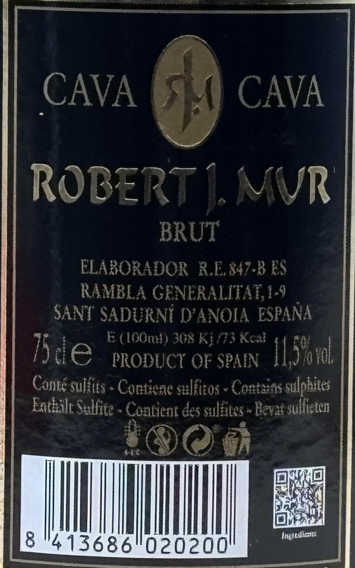 Italien Catalonien Penedes Macabeo Xarel·lo Parellada Mousserende Robert J. Mur Cava Brut Catalunya