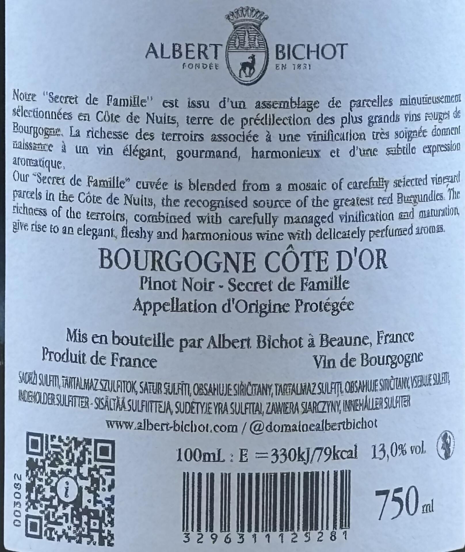 Frankrig Bourgogne Côte d'Or Pinot Noir Rødvin Albert Bichot Bourgogne Pinot Noir,Côte d'Or,Secret de Familie